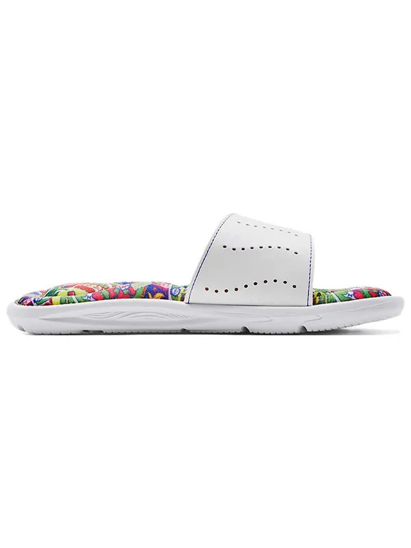 Тапочки ignite 6 graphic footbed slide 'white blitz red' Under Armour — изображение 3 из 4, белый/красный