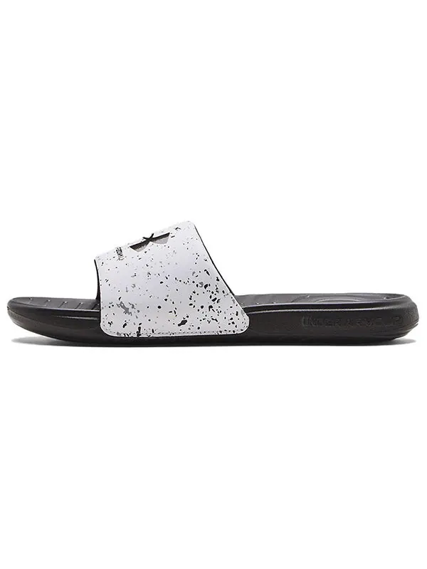 Тапочки ansa graphic slide 'white jet grey speckled' Under Armour — изображение 2 из 4, белый/серый