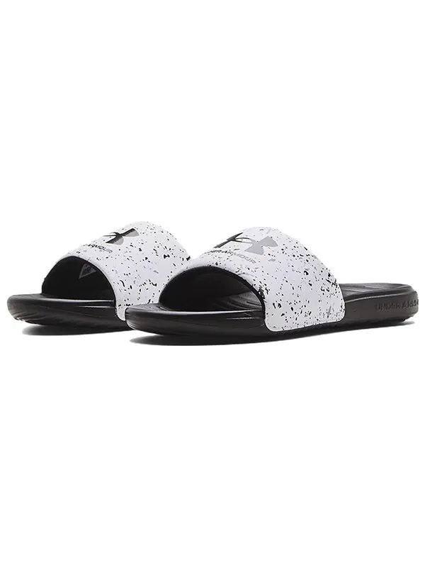 Тапочки ansa graphic slide 'white jet grey speckled' Under Armour — изображение 4 из 4, белый/серый