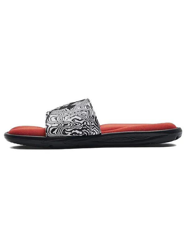 Тапочки ignite 6 graphic strap slide 'psychedelic stripe' Under Armour — изображение 2 из 4, черный/красный