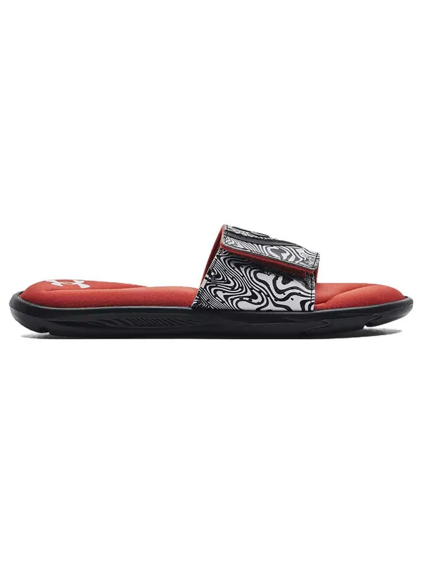 Тапочки ignite 6 graphic strap slide 'psychedelic stripe' Under Armour — изображение 3 из 4, черный/красный