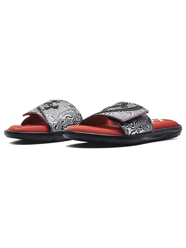 Тапочки ignite 6 graphic strap slide 'psychedelic stripe' Under Armour — изображение 4 из 4, черный/красный