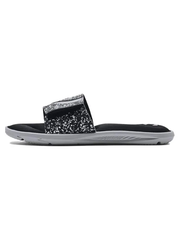 Тапочки ignite 6 graphic strap slide 'black mod grey' Under Armour — изображение 2 из 4, черный/серый