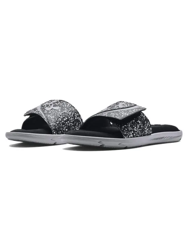 Тапочки ignite 6 graphic strap slide 'black mod grey' Under Armour — изображение 4 из 4, черный/серый