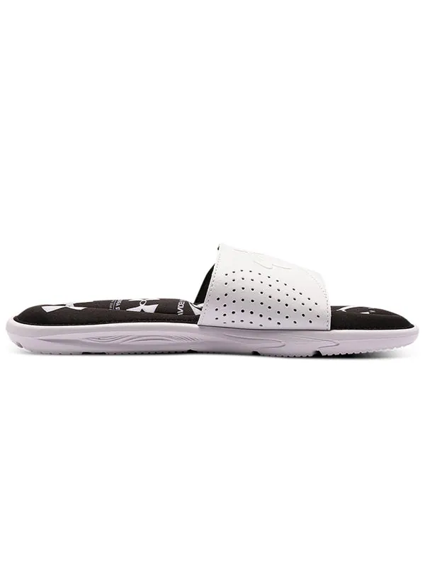 Тапочки ignite 6 graphic strap slide 'white' Under Armour — изображение 2 из 4, черный/белый