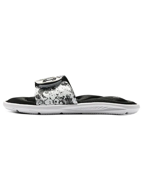 Тапочки ignite 6 graphic strap slide 'black white' Under Armour — изображение 2 из 4, черный/белый