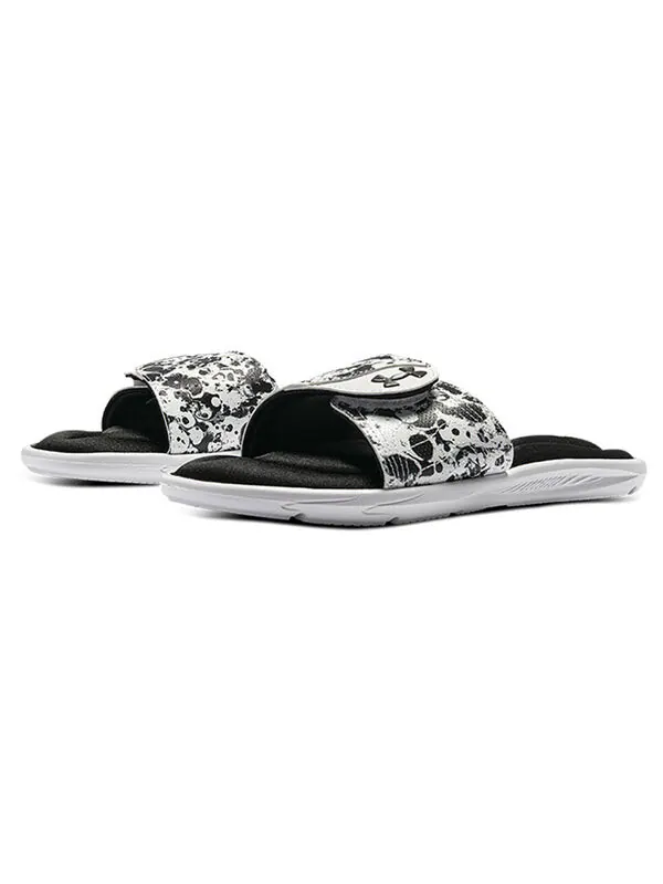 Тапочки ignite 6 graphic strap slide 'black white' Under Armour — изображение 4 из 4, черный/белый
