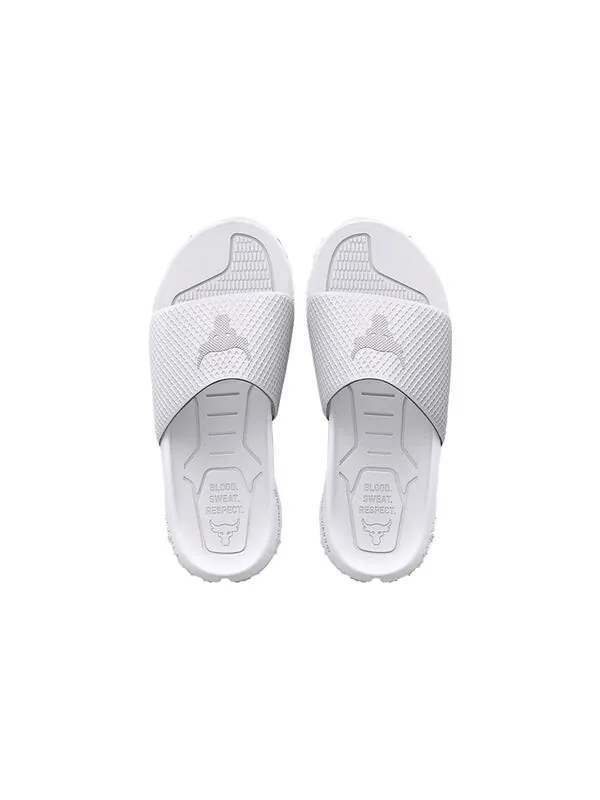 Тапочки project rock slide 'white halo grey' Under Armour — изображение 4 из 4, белый/серый