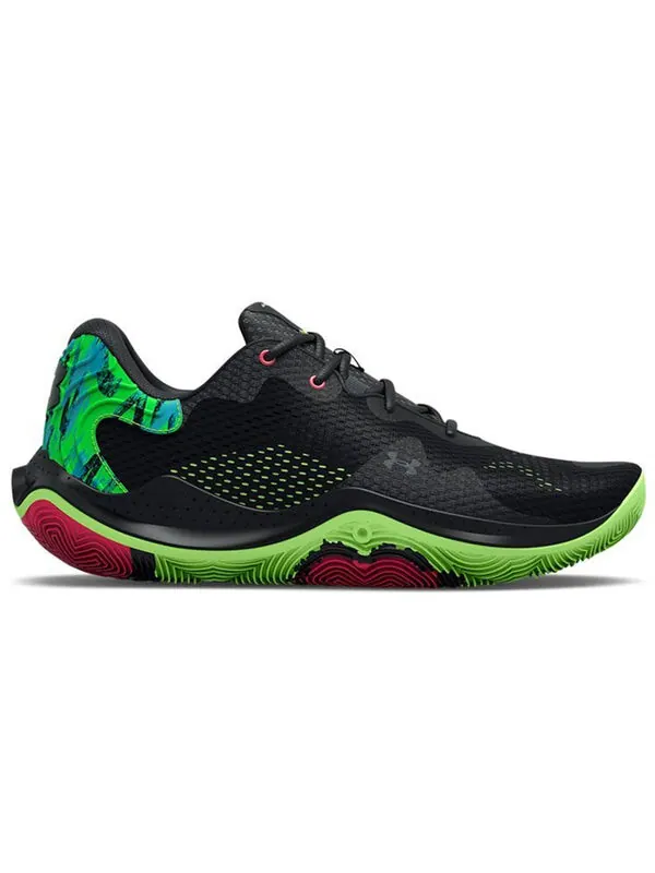 Кроссовки spawn 4 printed 'black' Under Armour — изображение 2 из 4, черный/зеленый/розовый