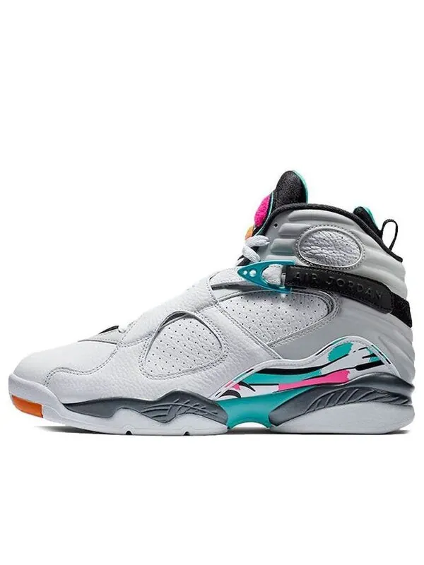 Кроссовки 8 retro 'south beach' Air Jordan — изображение 1 из 4, белый-зеленый-серый