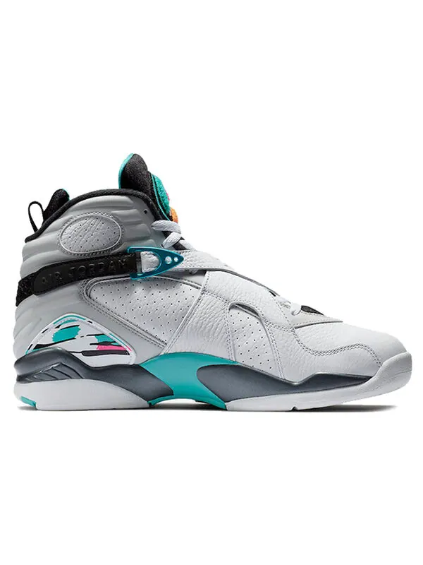 Кроссовки 8 retro 'south beach' Air Jordan — изображение 2 из 4, белый-зеленый-серый