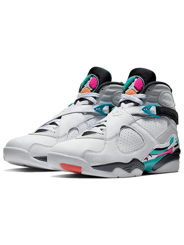 Кроссовки 8 retro 'south beach' Air Jordan — изображение 3 из 4, белый-зеленый-серый