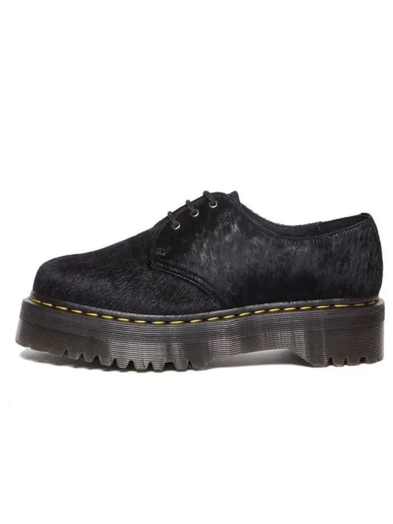 Кроссовки Dr. Martens 1461 Black Hair On Платформа Черные — изображение 1 из 4, черный