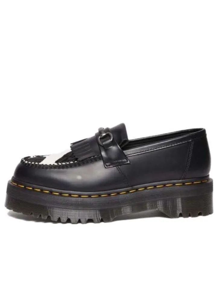 Лоферы Dr.Martens Adrian Snaffle Hair On & Leather Cow Print Kiltie Loafers 'Black' — изображение 1 из 4, черный