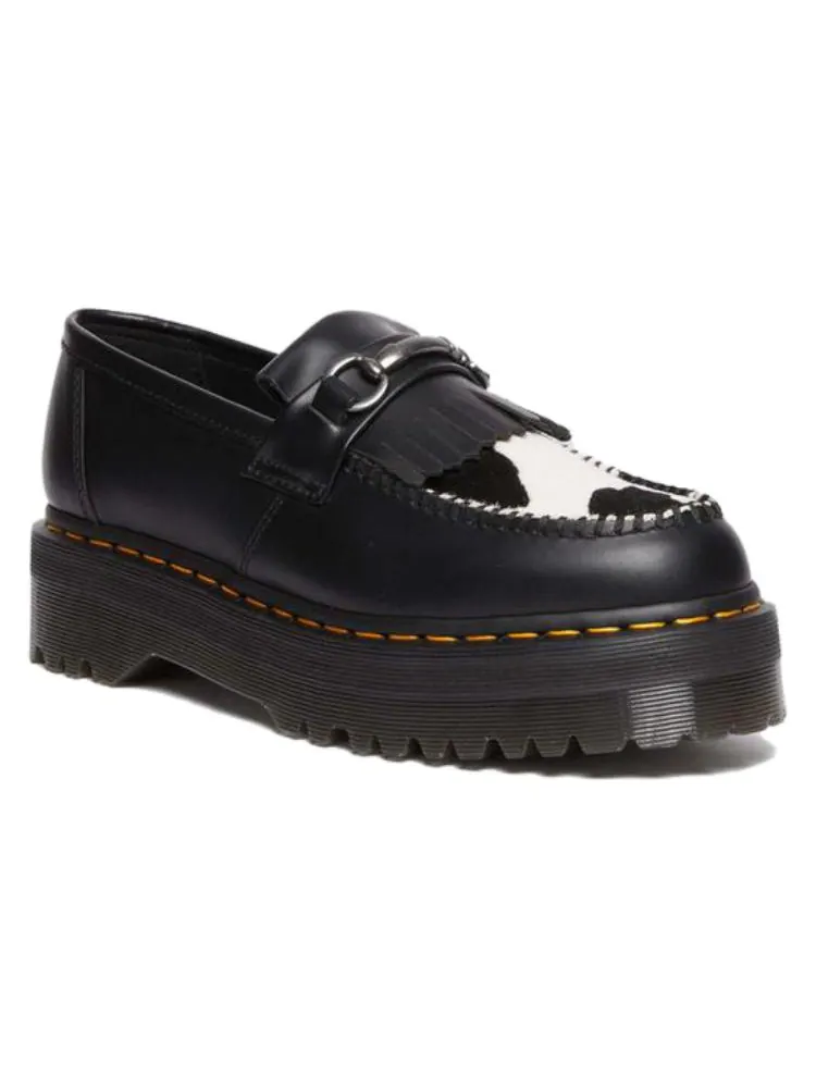 Лоферы Dr.Martens Adrian Snaffle Hair On & Leather Cow Print Kiltie Loafers 'Black' — изображение 2 из 4, черный
