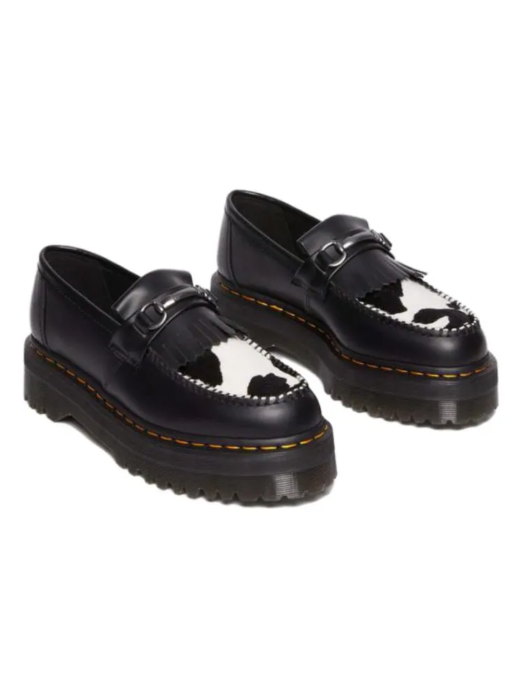 Лоферы Dr.Martens Adrian Snaffle Hair On & Leather Cow Print Kiltie Loafers 'Black' — изображение 3 из 4, черный