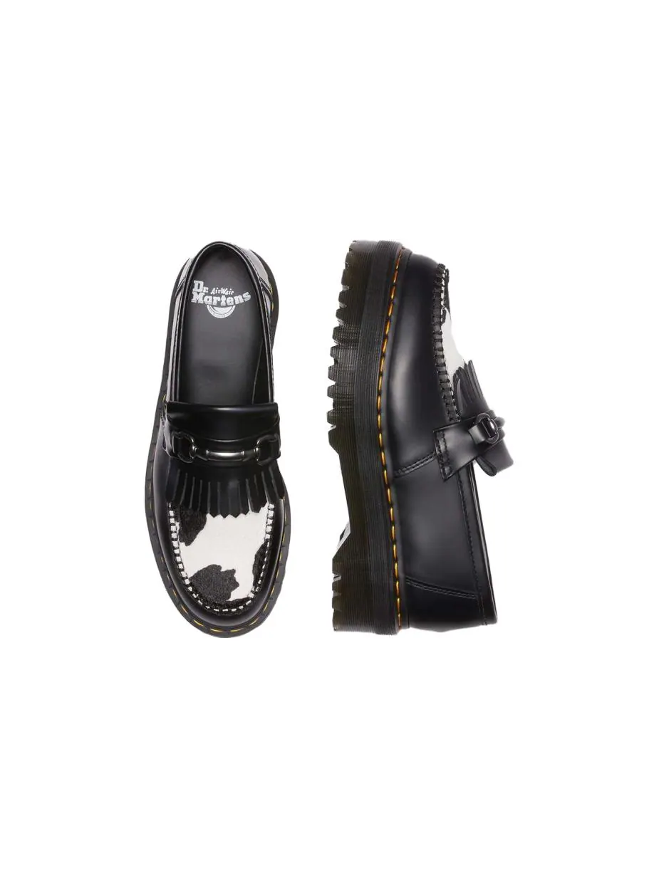 Лоферы Dr.Martens Adrian Snaffle Hair On & Leather Cow Print Kiltie Loafers 'Black' — изображение 4 из 4, черный