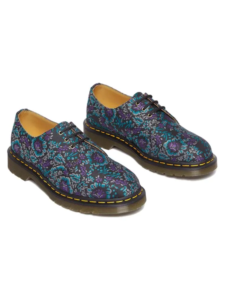 Ботинки Dr. Martens 1461 Floral Jacquard Oxford, Черный с фиолетовым — изображение 2 из 4, черный/фиолетовый