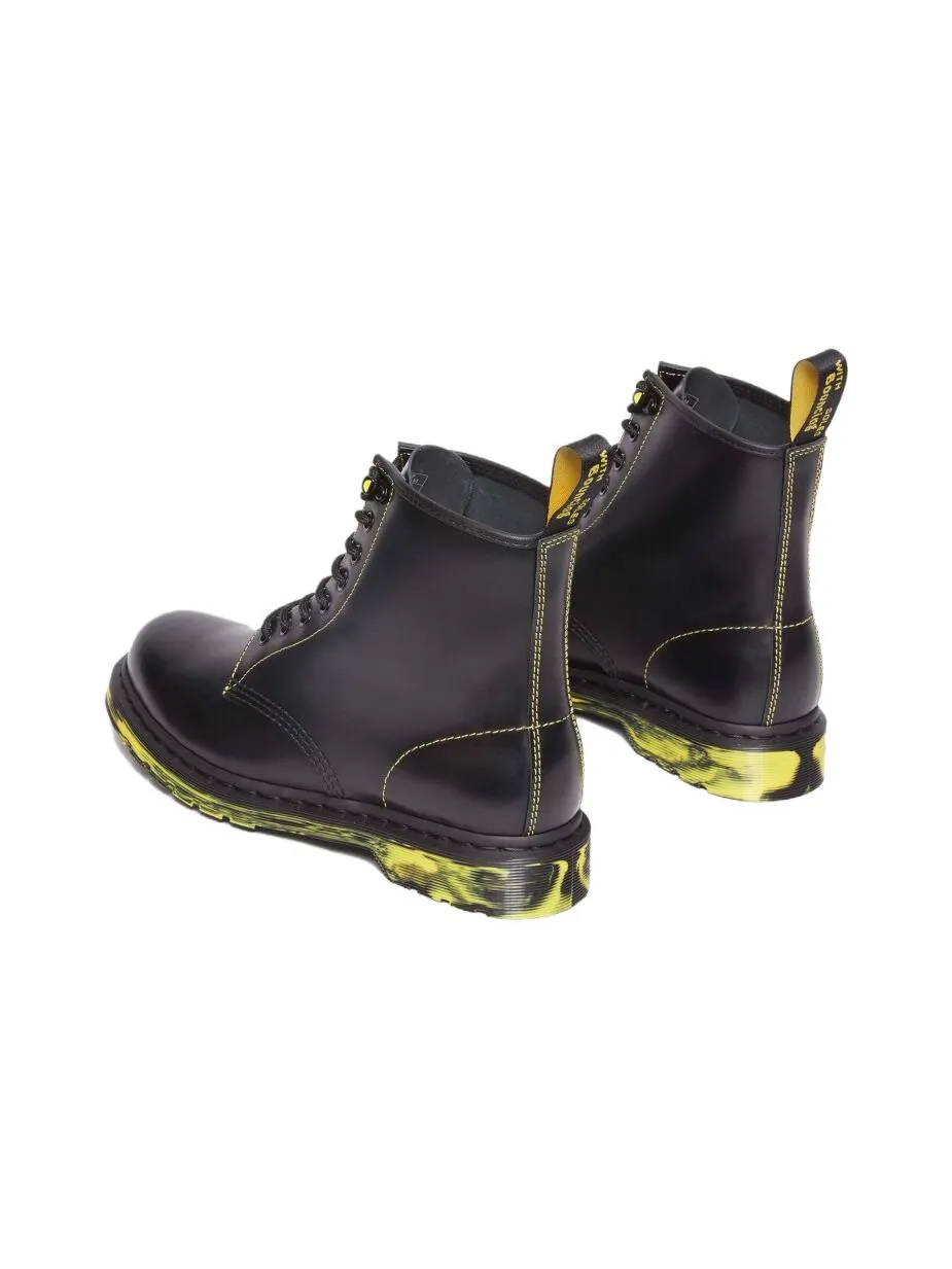 Ботинки мужские Dr. Martens 1460, гладкая кожа, контрастная подошва — изображение 3 из 3, черно-желтый