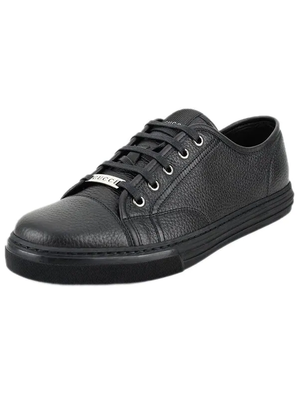 Кроссовки pebbled nappa leather low-top sneakers 'black' Gucci — изображение 3 из 4, черный
