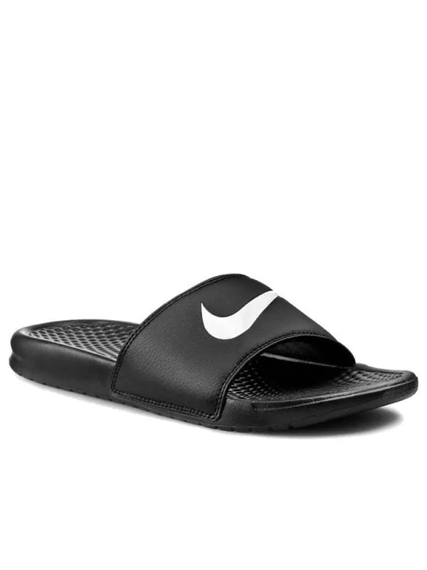Тапочки benassi swoosh slide 'black white' Nike — изображение 2 из 4, черный/белый