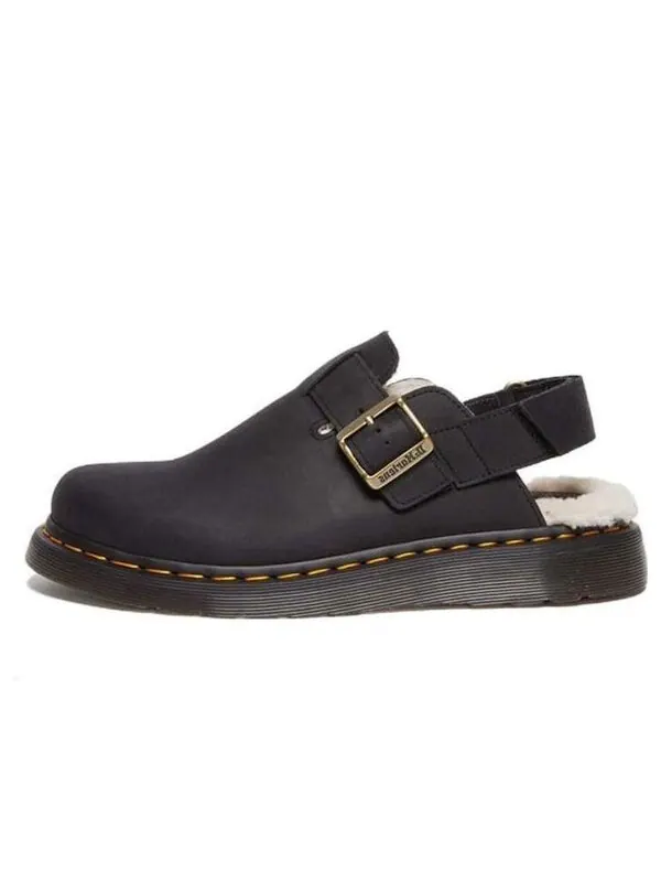 Босоножки Dr. Martens Jorge II Faux Fur Lined Nubuck Slingback Mules — изображение 1 из 4, черный