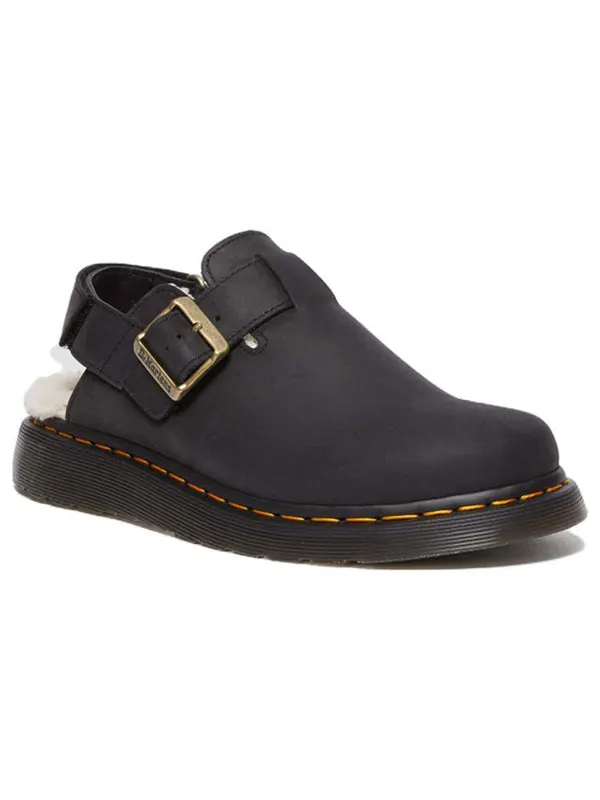 Босоножки Dr. Martens Jorge II Faux Fur Lined Nubuck Slingback Mules — изображение 2 из 4, черный