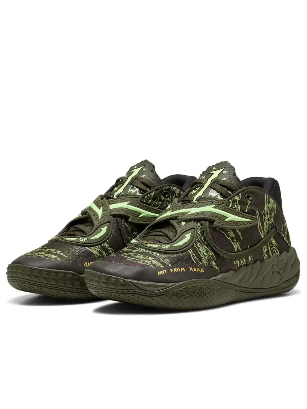 Кроссовки PUMA MB.05 Camo 'Dark Olive Fizzy Light PUMA Black' 312795-01 — изображение 2 из 6, зеленый