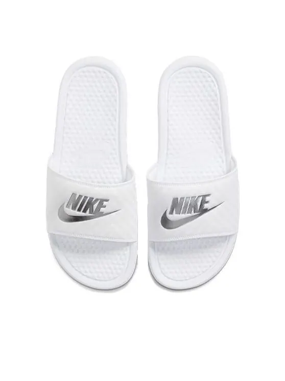 Тапочки benassi jdi 'white silver' Nike — изображение 3 из 4, белый/серый