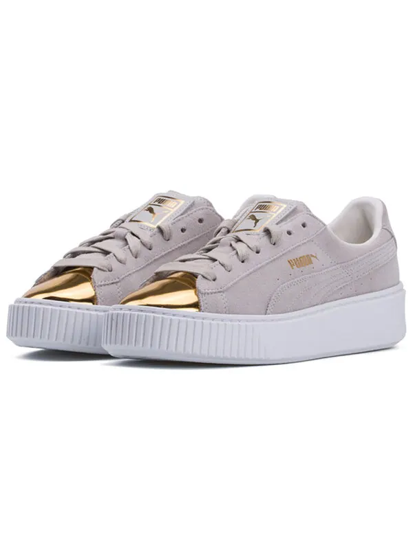 Кроссовки suede platform 'white gold' Puma — изображение 3 из 4, белый/золотистый