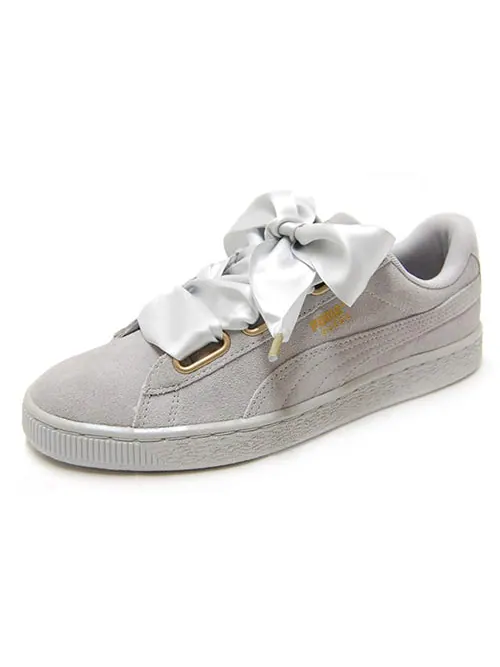 Кеды PUMA Suede Heart Satin Low Tops Skateboarding Shoes Unisex Gray — изображение 2 из 3, серый
