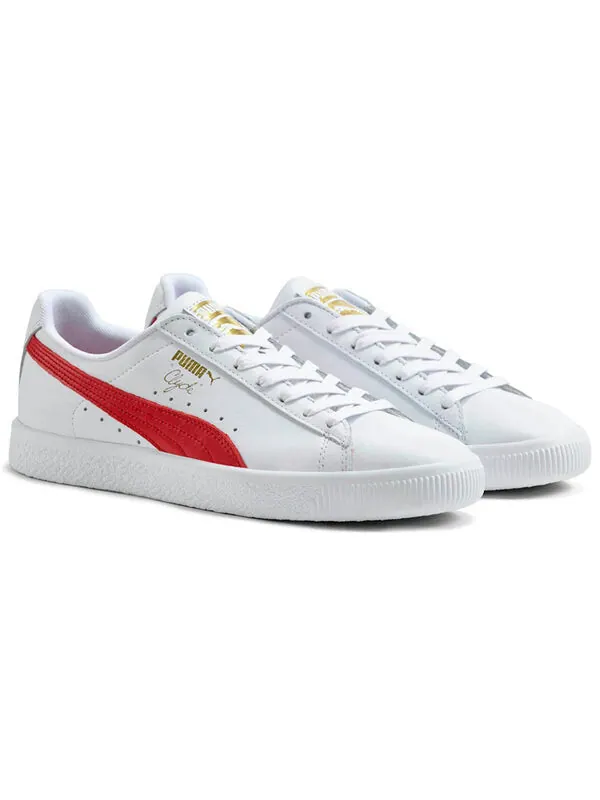 Кроссовки clyde core leather foil 'white cherry' Puma — изображение 2 из 3, белый/красный
