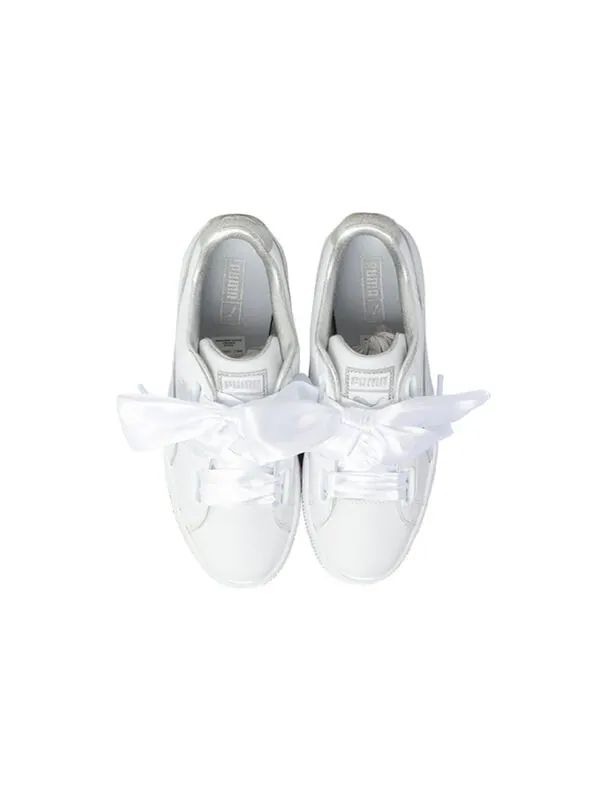 Кроссовки suede heart crush white Puma — изображение 4 из 4, белый/серебристый