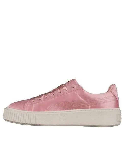 Кроссовки basket platform satin pink lace up 'pink' Puma — изображение 1 из 4, розовый