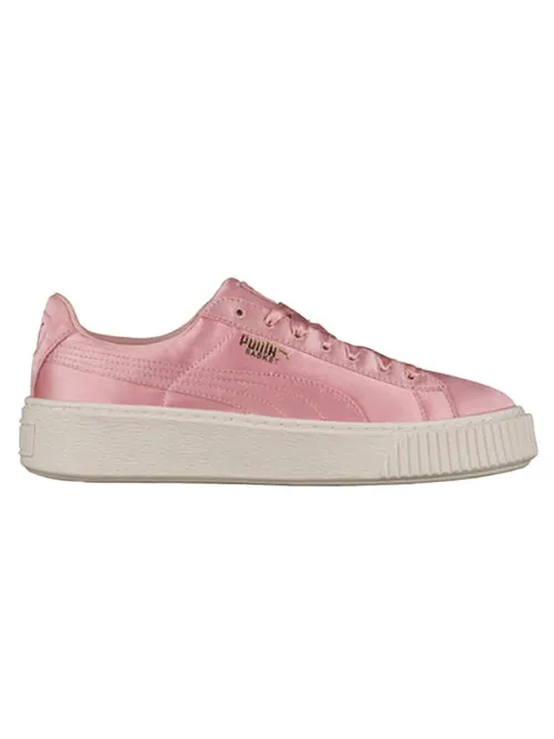 Кроссовки basket platform satin pink lace up 'pink' Puma — изображение 2 из 4, розовый