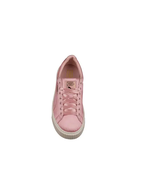 Кроссовки basket platform satin pink lace up 'pink' Puma — изображение 3 из 4, розовый