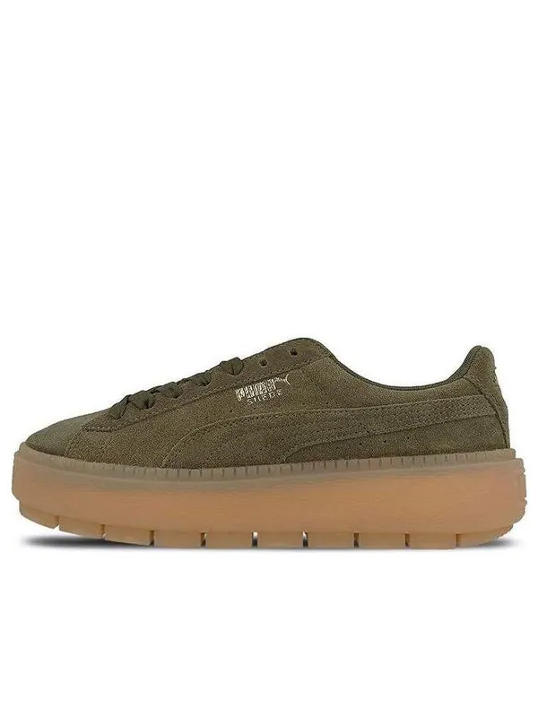 Кроссовки suede platform trace 'olive night' Puma — изображение 1 из 4, оливковый зеленый