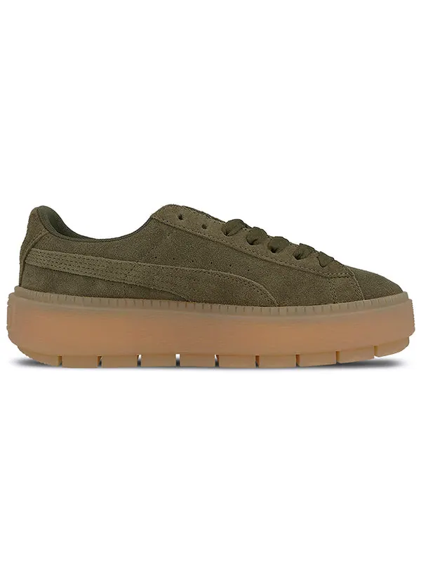 Кроссовки suede platform trace 'olive night' Puma — изображение 2 из 4, оливковый зеленый