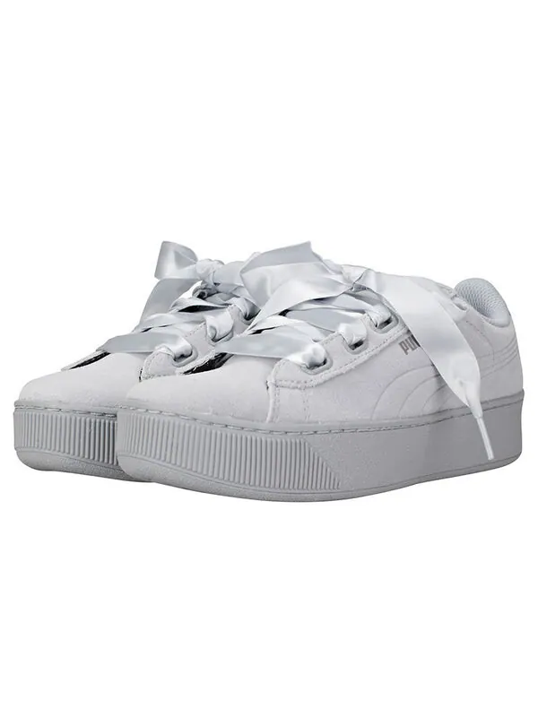 Кроссовки vikky platform ribbon grey/white Puma — изображение 2 из 4, серый/белый