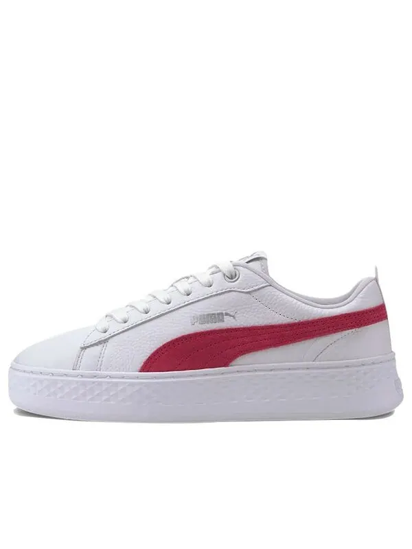Кроссовки smash platform leather 'white bright rose' Puma — изображение 1 из 4, белый/красный