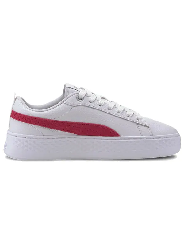 Кроссовки smash platform leather 'white bright rose' Puma — изображение 2 из 4, белый/красный