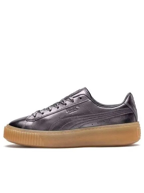 Кроссовки basket platform luxe 'silver' Puma — изображение 1 из 4, серебряный