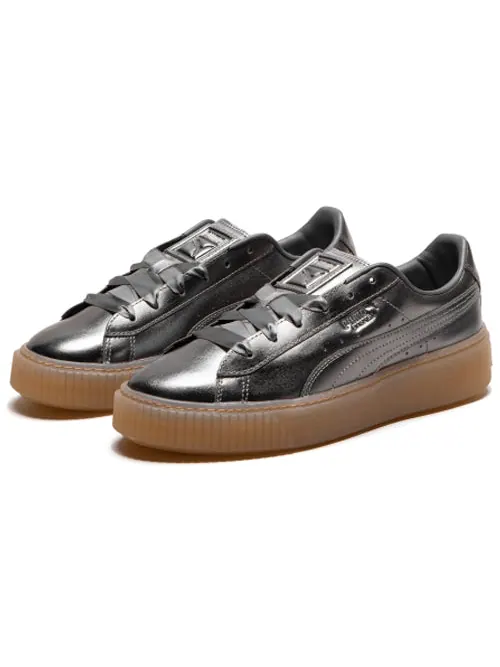 Кроссовки basket platform luxe 'silver' Puma — изображение 3 из 4, серебряный