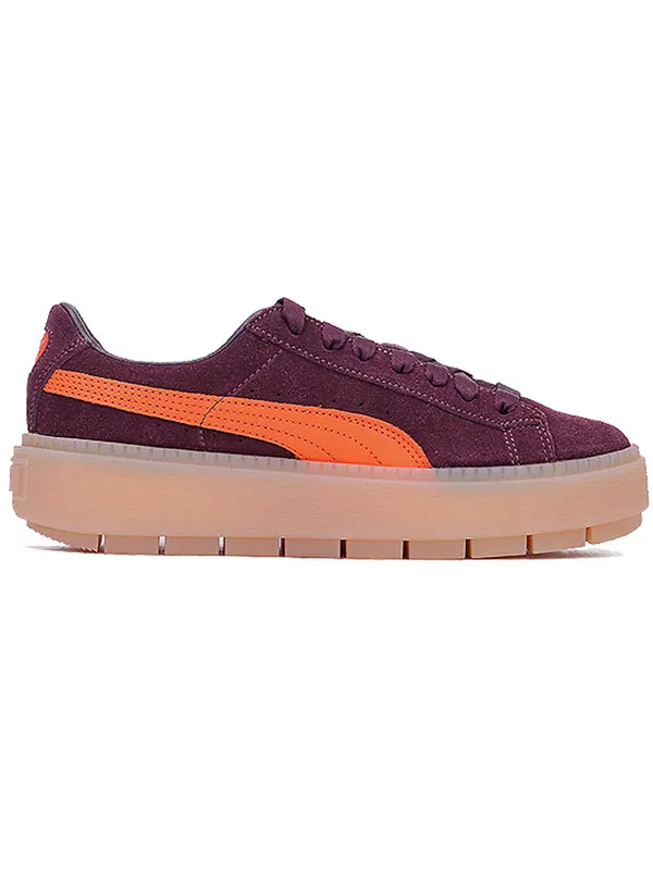 Кроссовки suede platform trace 'winetasting flame' Puma — изображение 2 из 4, винный красный/оранжевый