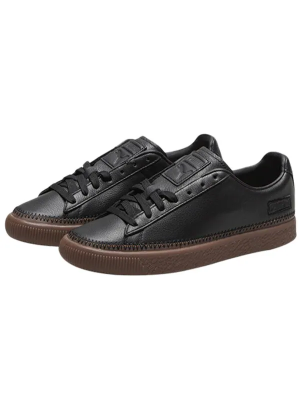 Кроссовки basket stitched low-top sneakers black/brown Puma — изображение 3 из 4, черный/коричневый