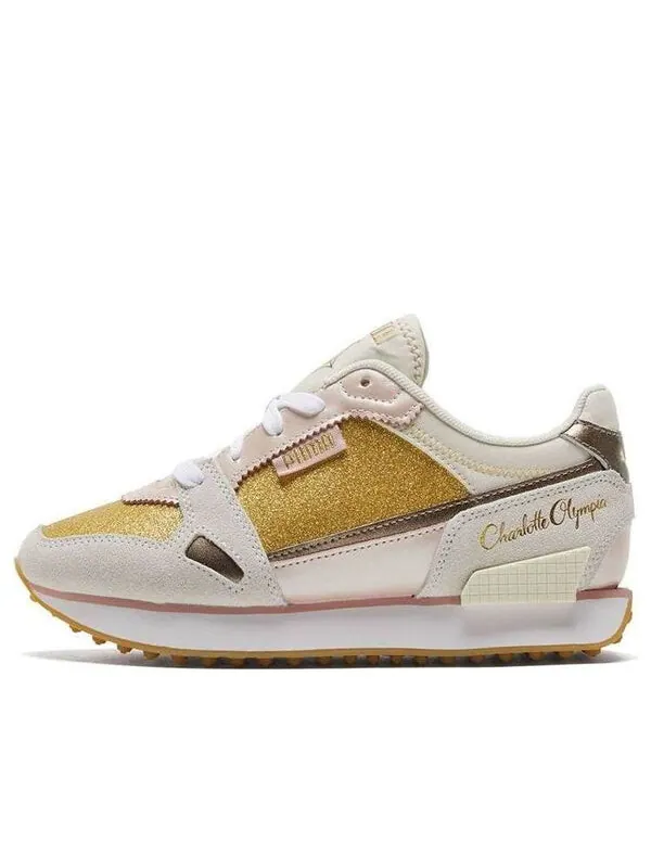 Кроссовки charlotte olympia x mile rider 'gold glitter' Puma — изображение 1 из 4, хаки/золотистый/розовый