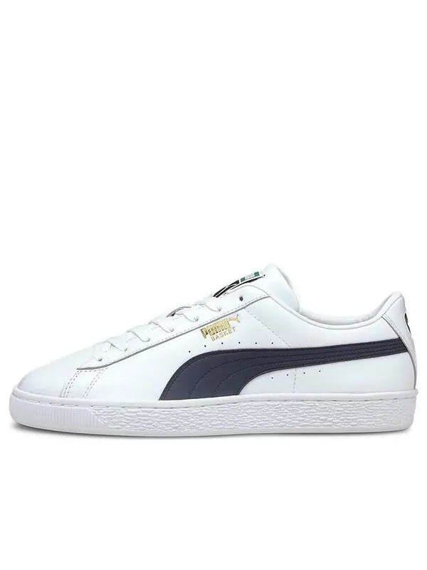 Кроссовки basket classic 21 'white peacoat' Puma — изображение 1 из 4, белый/синий