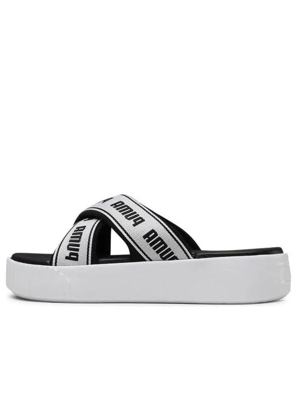 Тапочки platform slide tape slippers for black/white Puma — изображение 1 из 4, черный/белый