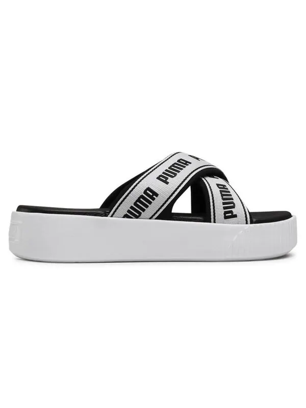 Тапочки platform slide tape slippers for black/white Puma — изображение 2 из 4, черный/белый