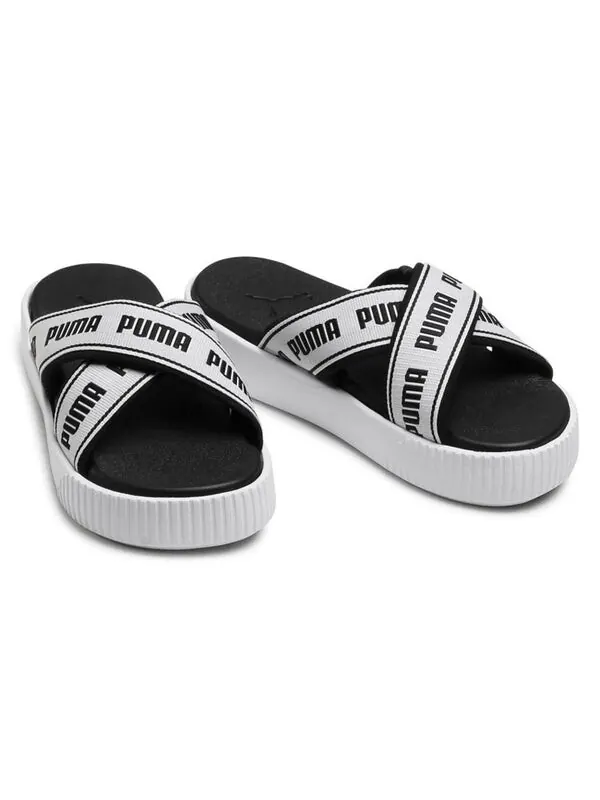 Тапочки platform slide tape slippers for black/white Puma — изображение 3 из 4, черный/белый